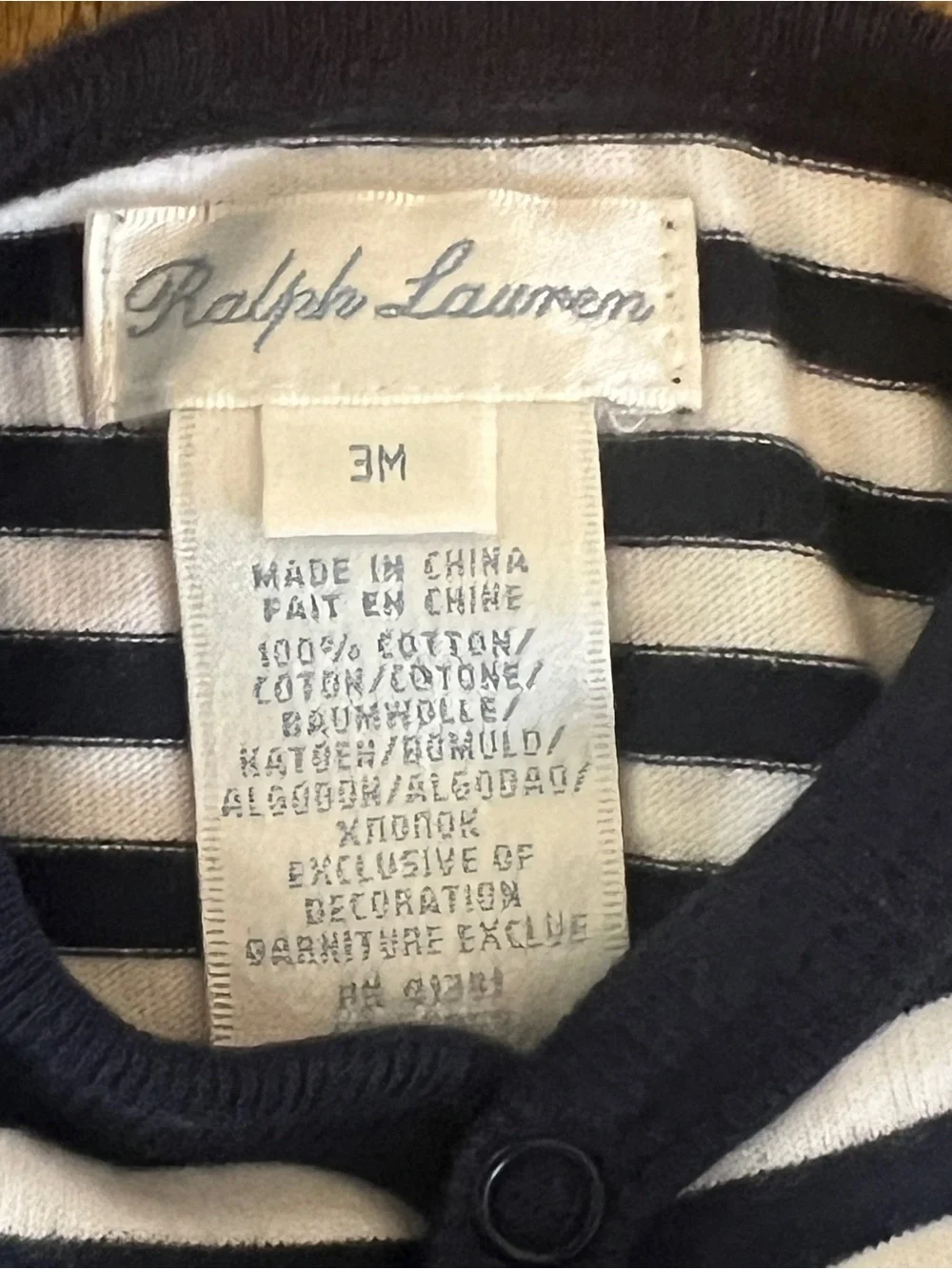 Ralph Lauren Navy and White Striped Baby Romper